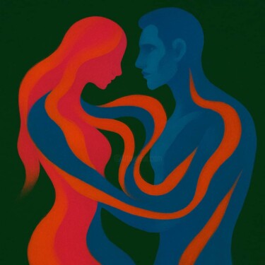 Painting titled "Fusion des âmes" by Ds 26, Original Artwork, Acrylic