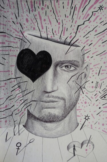 Drawing titled "Hosé" by Milto Sideris, Original Artwork, Ballpoint pen
