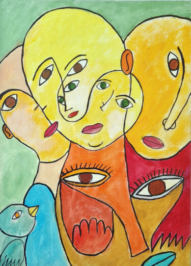 제목이 "Famille de l'oiseau…"인 미술작품 Pacôme Coquet로, 원작, 아크릴