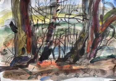 Painting titled "Весна" by Toriart29, Original Artwork, Watercolor