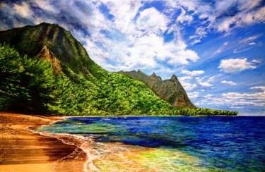 Painting titled "COSTAL SERENITY" by Plamen Ivanov, Original Artwork, Acrylic