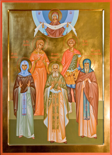 Painting titled "A family icon" by Pavel Minchenia, Original Artwork, Tempera