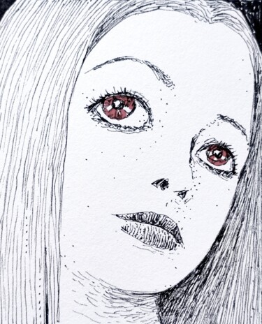 Tekening getiteld "Ericca" door Milto Sideris, Origineel Kunstwerk, Inkt