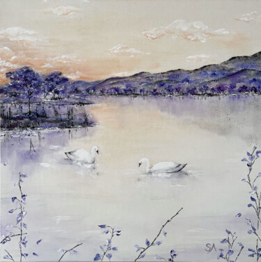 A secret meeting on the lake Painting titled "A secret meeting on…" by Stella Alberico, Original Artwork, Acrylic