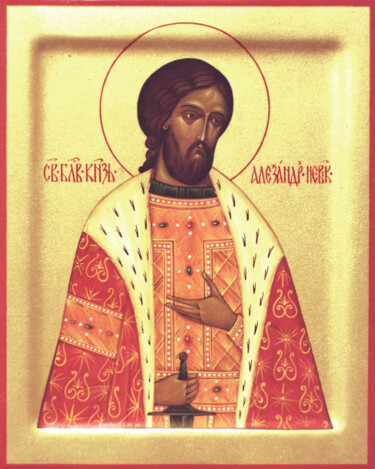 Painting titled "saint prince alexan…" by Pavel Minchenia, Original Artwork, Tempera