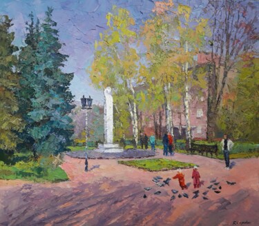 Pittura intitolato "Pushkin Boulevard" da Boris Serdyuk, Opera d'arte originale, Olio Montato su Telaio per barella in legno