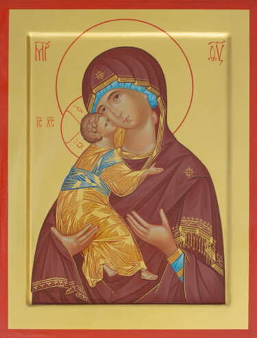 Our Lady of Vladimir (belted) wedding veil Painting titled "Our Lady of Vladimi…" by Pavel Minchenia, Original Artwork, Tempera