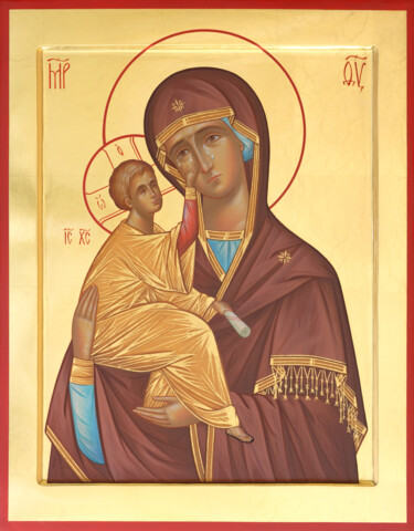 Painting titled "mother of God for s…" by Pavel Minchenia, Original Artwork, Tempera