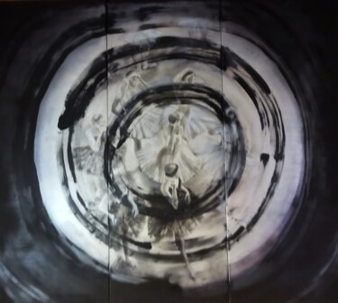 Elegant triptych painting of ballet dancers