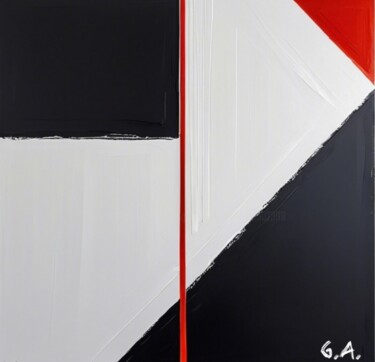 "Geometric Equilibrium | Black, White, Red" | 数字艺术 标题为“"Geometric Equilibr…” 由Gaboriau Gérald, 原创艺术品, 数字油画