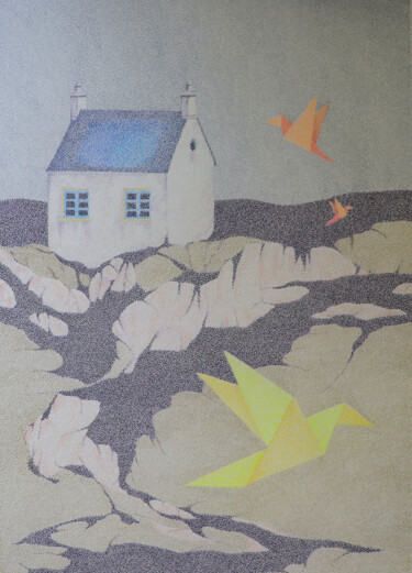 Drawing titled "l'envol inspiré de…" by Andre Rollet, Original Artwork, Pencil