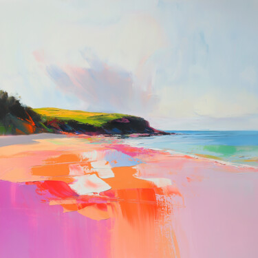 Dreamy Irish Beach Pastel Digital Painting 数字艺术 标题为“Dreamy Irish Beach…” 由Tatiana Skrynnikova, 原创艺术品, AI生成的图像