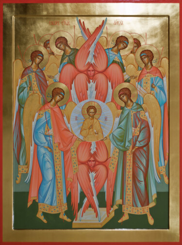 Painting titled "cathedral of heaven" by Pavel Minchenia, Original Artwork, Tempera