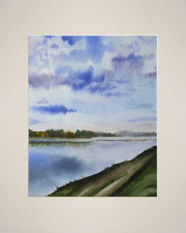 Still shore | Rivage calme 绘画 标题为“Still shore | Rivag…” 由Olga Medvedeva, 原创艺术品, 水彩 安装在纸板上