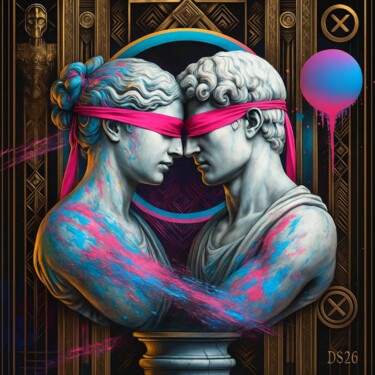 Painting titled "Neon Venus & Mars" by Ds 26, Original Artwork, Digital Painting