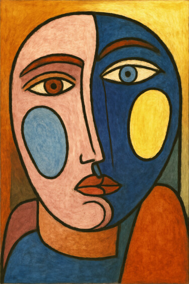 Arts numériques intitulée "Visage rond avec jo…" par Pacôme Coquet, Œuvre d'art originale, Pastel Monté sur Aluminium