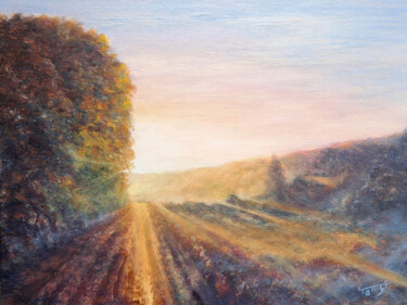 Painting titled "Blazing Light" by Tomsi, Original Artwork, Oil Mounted on Wood Panel