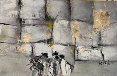 Painting titled "Kotel painting" by Marie Rouach, Original Artwork, Acrylic Mounted on Wood Stretcher frame