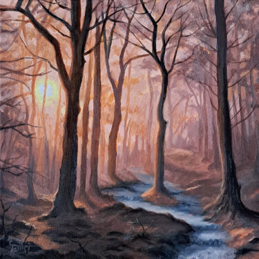 Malerei mit dem Titel "Light in the Autumn…" von Tomsi, Original-Kunstwerk, Öl Auf Keilrahmen aus Holz montiert
