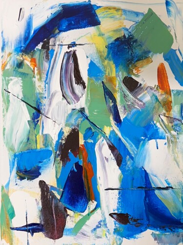 Pintura intitulada "Beeswax Blues" por Jill Midthune, Obras de arte originais, Acrílico Montado em Armação em madeira