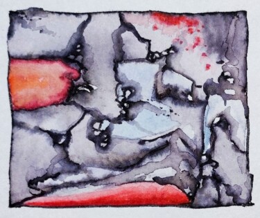 Schilderij getiteld "Rock formations" door Milto Sideris, Origineel Kunstwerk, Aquarel