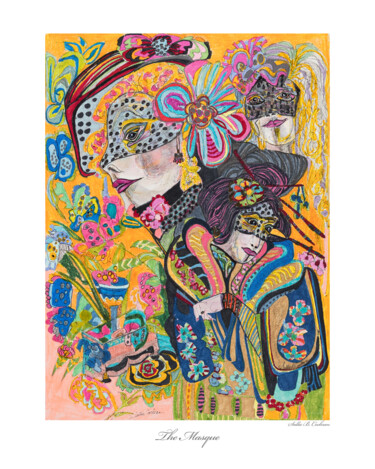 제목이 "The Masque"인 그림 Sallie B. Cochran로, 원작, 잉크