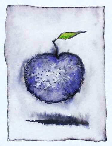 绘画 标题为“Purple apple” 由Milto Sideris, 原创艺术品, 水彩