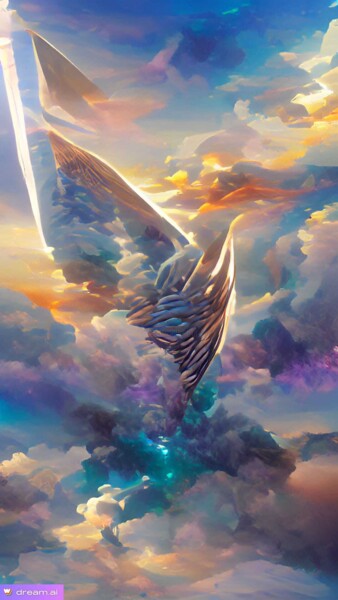 数字艺术 标题为“angellix abstractal” 由Christian Debien, 原创艺术品, 数字拼贴 安装在其他刚性面板上