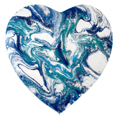 Peinture intitulée "COEUR D'OCÉAN (Acry…" par Isalan, Œuvre d'art originale, Acrylique Monté sur Châssis en bois