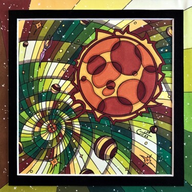 Dessin intitulée "(204) - union cosmi…" par Vincent Gibert, Œuvre d'art originale, Marqueur