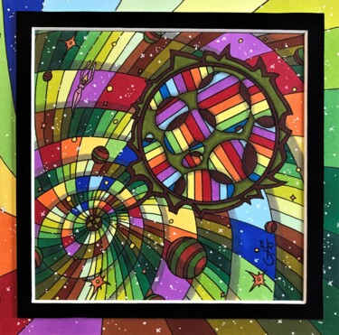 Dessin intitulée "(205) - union cosmi…" par Vincent Gibert, Œuvre d'art originale, Marqueur