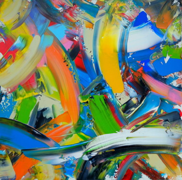 Painting titled "Sans titre 16" by Demos, Original Artwork, Acrylic Mounted on Wood Stretcher frame