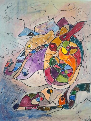 Peinture intitulée "Little Fish" par Dasha Daleko, Œuvre d'art originale, Acrylique Monté sur Châssis en bois