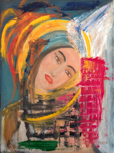 Peinture intitulée "REVUE DE MODE" par Syssy P, Œuvre d'art originale, Huile Monté sur Châssis en bois
