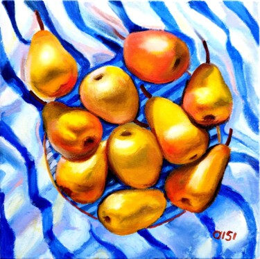 Sunny pears on the table 绘画 标题为“Sunny pears on the…” 由Larisa Sidorova (Alsi), 原创艺术品, 油 安装在木质担架架上