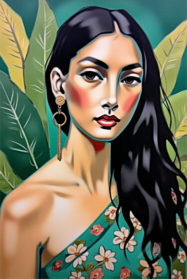 数字艺术 标题为“91-Retrato de mujer” 由Teresa Casas, 原创艺术品, AI生成的图像