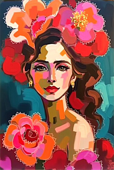 数字艺术 标题为“100-Retrato de mujer” 由Teresa Casas, 原创艺术品, AI生成的图像