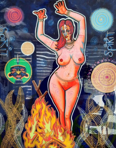 " Tanz am Feuer " 绘画 标题为“" Tanz am Feuer "” 由Reinhold Tarde, 原创艺术品, 丙烯
