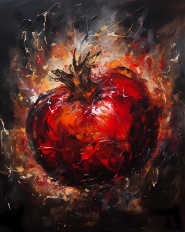 Digital Arts titled "Red Soulfruit in Fl…" by Iryna Effert-Kysel, Original Artwork, Paper