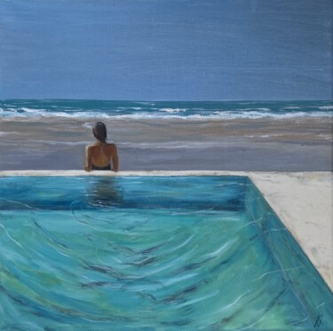 A glimpse of the turquoise ocean Painting titled "A glimpse of the tu…" by Lesya Serenity, Original Artwork, Oil