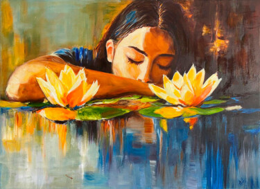 Water Lily Dream 绘画 标题为“Water Lily Dream” 由Elena Elkina, 原创艺术品, 油 安装在木质担架架上