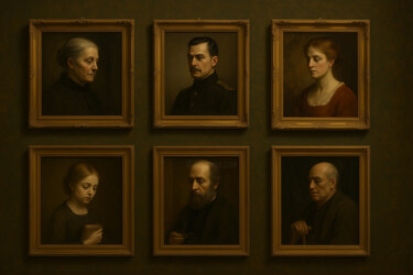 Arte digitale intitolato "Unaligned Portraits" da Alberto Capitani, Opera d'arte originale, Immagine generata dall'IA