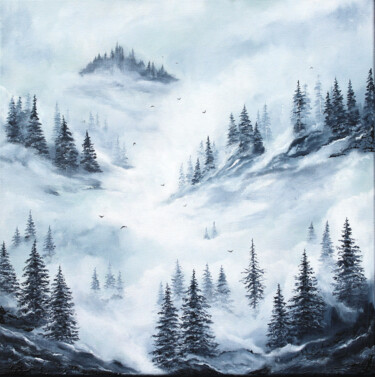 Painting titled "The silence between…" by Ekaterina Koroleva, Original Artwork, Acrylic Mounted on Wood Stretcher frame