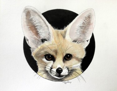 绘画 标题为“MOMO LE FENNEC” 由Michel Cendra-Terrassa, 原创艺术品, 水彩