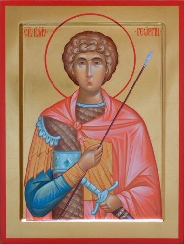 Painting titled "martyr George" by Pavel Minchenia, Original Artwork, Tempera