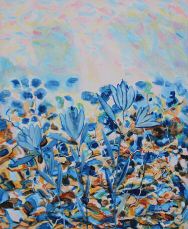 Painting titled "Flowers from anothe…" by Alexey Beregovoy, Original Artwork, Oil Mounted on Wood Stretcher frame
