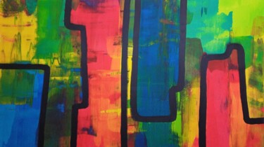 Peinture intitulée "Stille Skyline" par Sandra Glaser, Œuvre d'art originale, Acrylique
