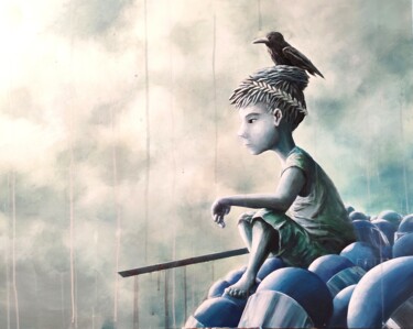 Painting titled "Le sabre des anges" by Seb Bak, Original Artwork, Acrylic Mounted on Wood Stretcher frame