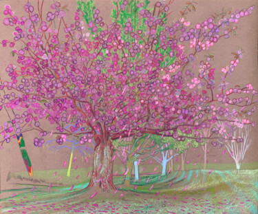 图画 标题为“Cerisier à fleurs d…” 由Eric Boisseau, 原创艺术品, 粉笔