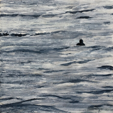 Painting titled "Une foulque dans le…" by Camille Rouschmeyer, Original Artwork, Acrylic Mounted on Wood Stretcher frame